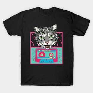 Retro Meowsik-Cat and Music lovers- T-Shirt